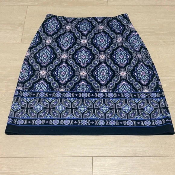 Talbots Blue and Pink Patterened A-Line Skirt - Picture 6 of 6